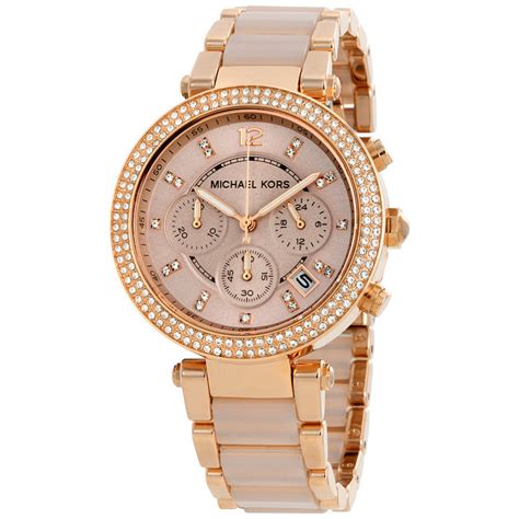 ladies michael kors parker chronograph watch rose gold mk5896|michael kors parker rose watch.